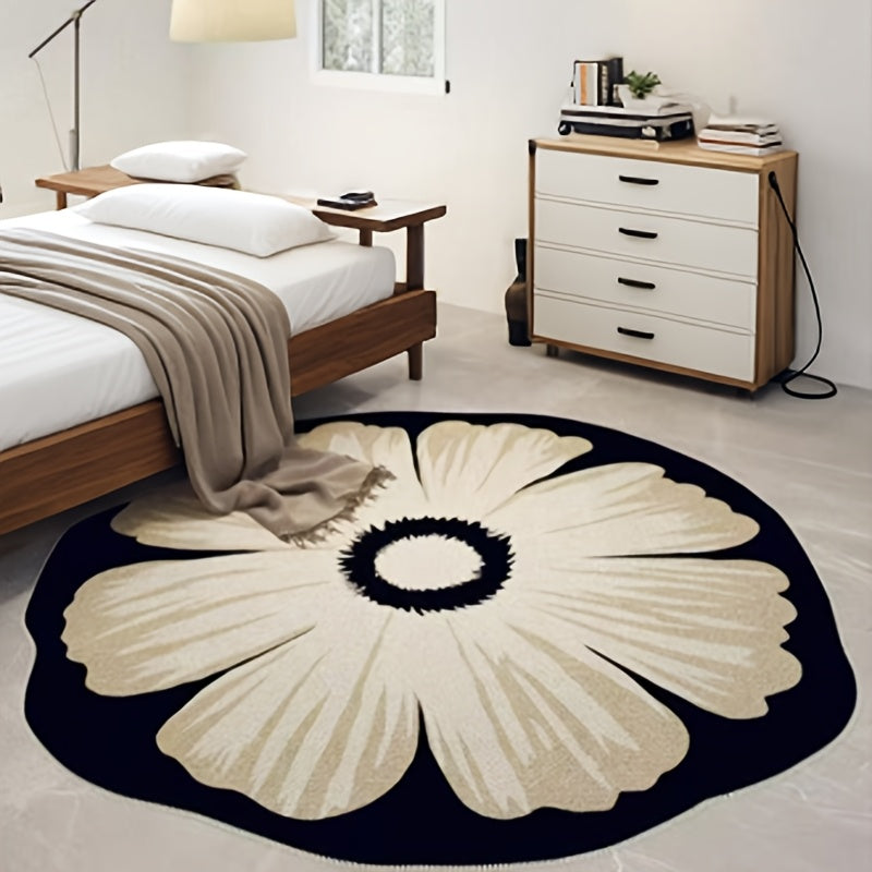 Cream Wind Round Living Room Carpet Irregular Premium Bedroom Bedside Sofa Coffee Table Thick Dresser Chair Mat