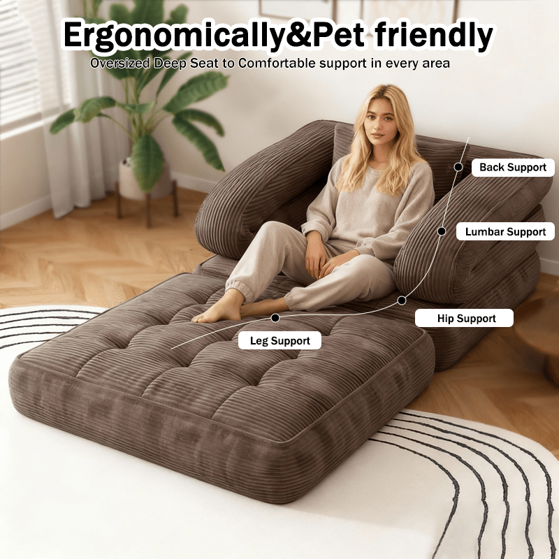Multi Functional Transformable Sofa Bed - No Assembly Required, High-density Sponge, Soft Skin Friendly Fabric | Suitable for Multi Position Sofas In Small Spaces, Bedrooms, Apartments, Film And Television Sofas, Lazy Sofas, Office Sofas