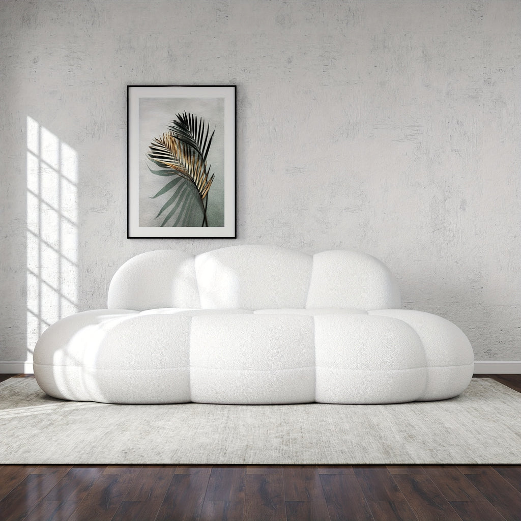 Floor Couch , Modern Curved Loveseat Sofa , Cloud Memory Foam Couches for Living Room Apartment Small Spaces , No Assembly , 90\