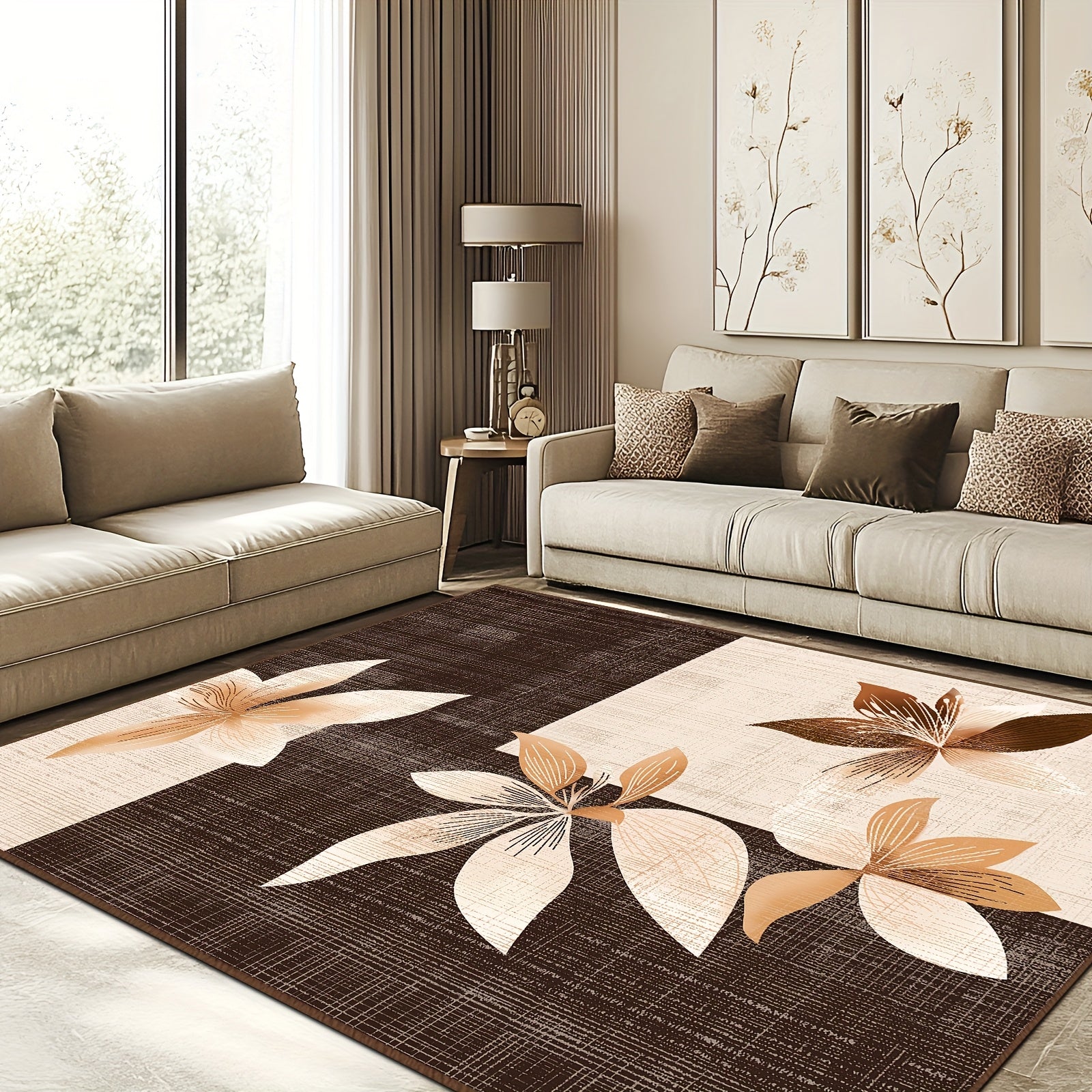 Large Vintage Persian Boho Moroccan Rug - Beige\u002F Machine-Washable Lightweight Foldable Indoor, Large Rectangle Mat for Bedroom, Living Room, Bohemian Decor ()