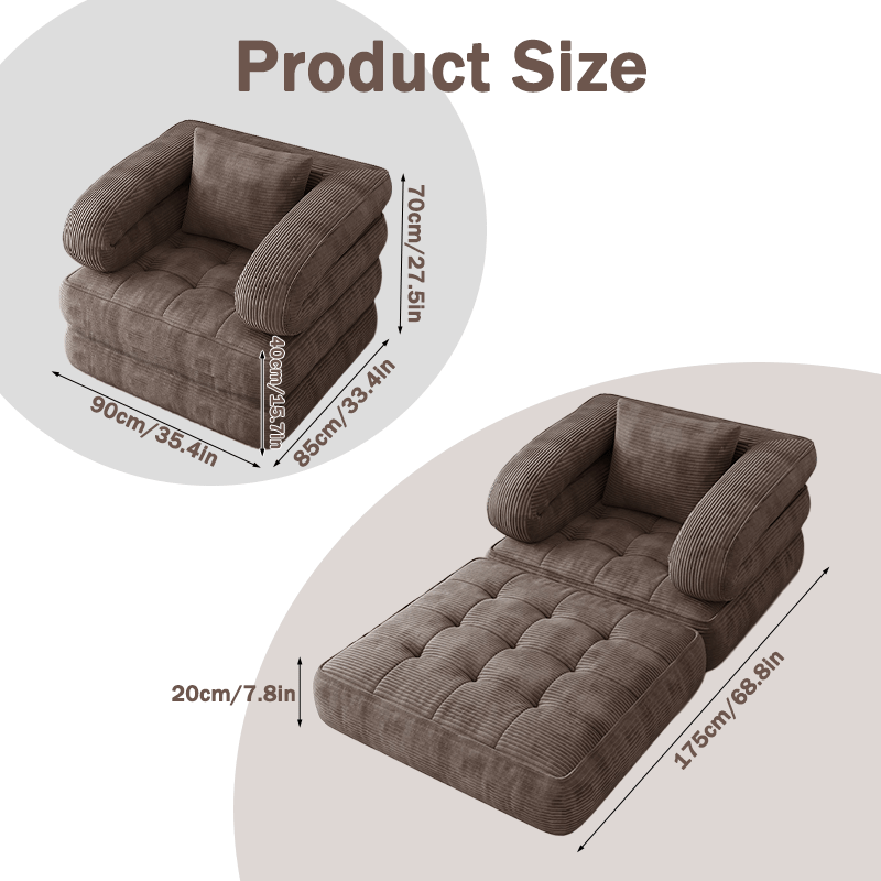 Multi Functional Transformable Sofa Bed - No Assembly Required, High-density Sponge, Soft Skin Friendly Fabric | Suitable for Multi Position Sofas In Small Spaces, Bedrooms, Apartments, Film And Television Sofas, Lazy Sofas, Office Sofas
