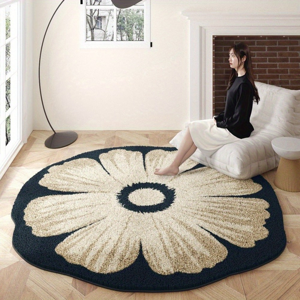 Cream Wind Round Living Room Carpet Irregular Premium Bedroom Bedside Sofa Coffee Table Thick Dresser Chair Mat