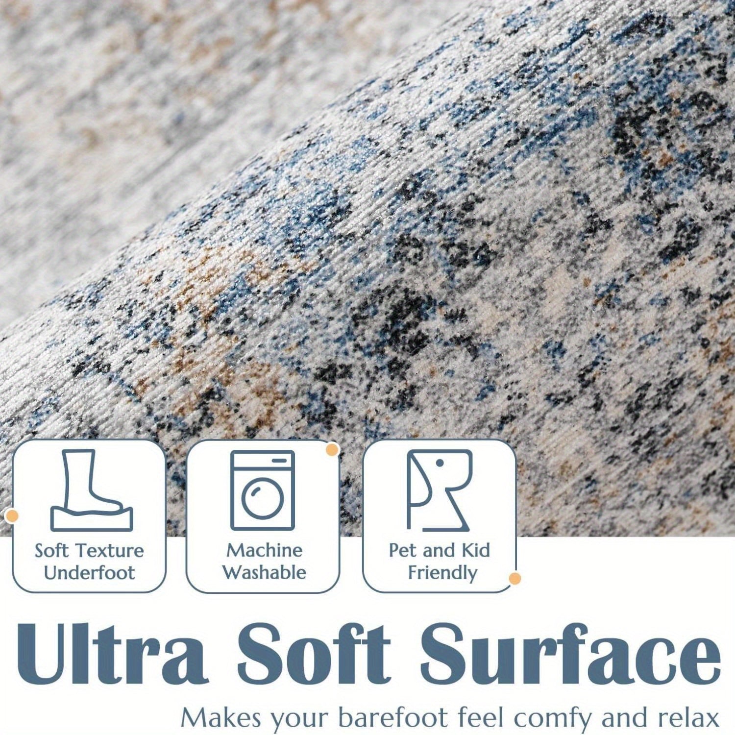 Contemporary Round Area Rug for Indoor Use, Featuring a Modern Abstract Design. This Thin, Washable Carpet Is Non-Slip And Suitable for Various Spaces Like The Kitchen, Dining Room, And Living Room, Adding a Stylish Touch to Your Home Decor