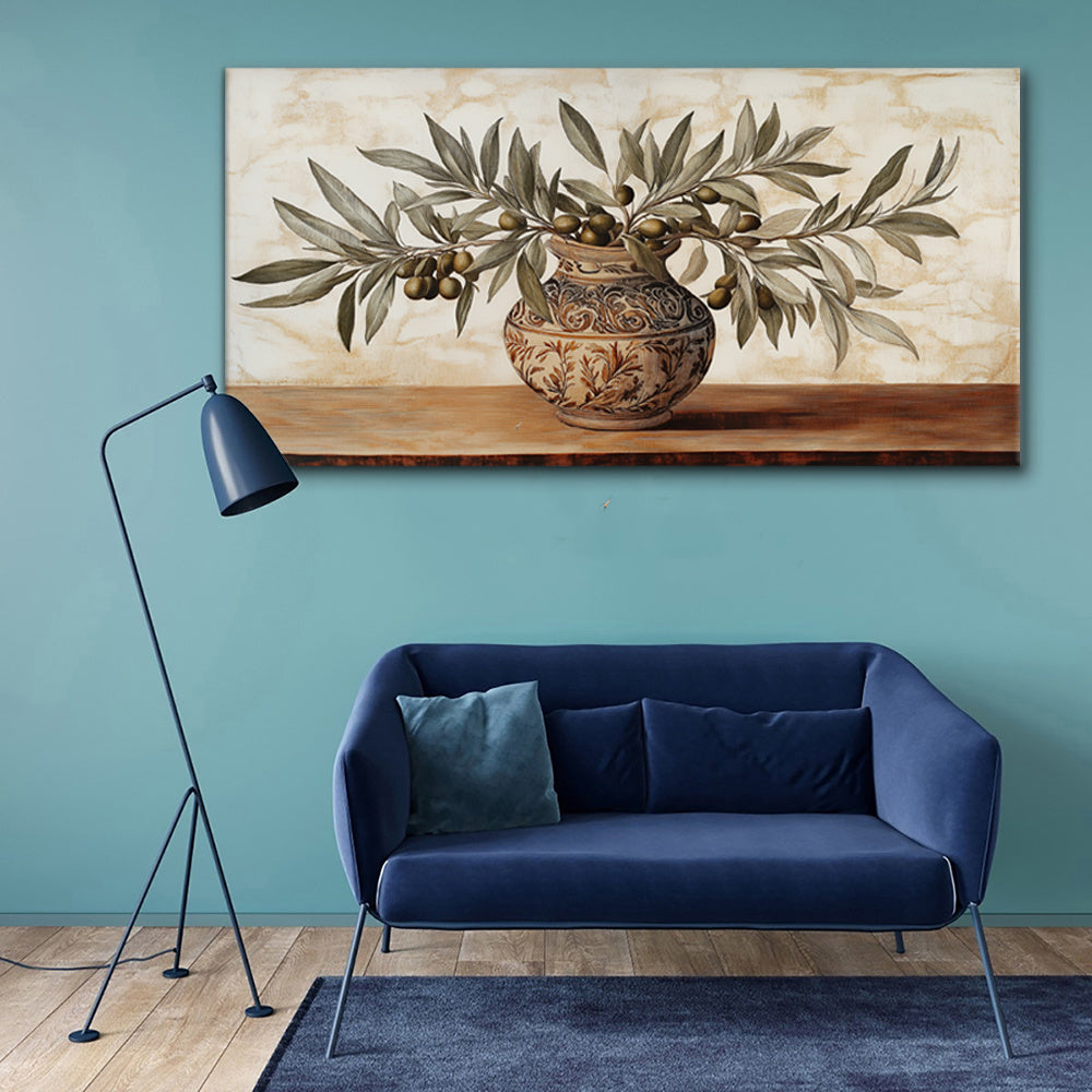 Canvas Wall Art Olive pot Modern Abstract Painting 1.5-inch Framed Picture Living Room Bedroom Office Home Decoration High Quality Print on Canvas