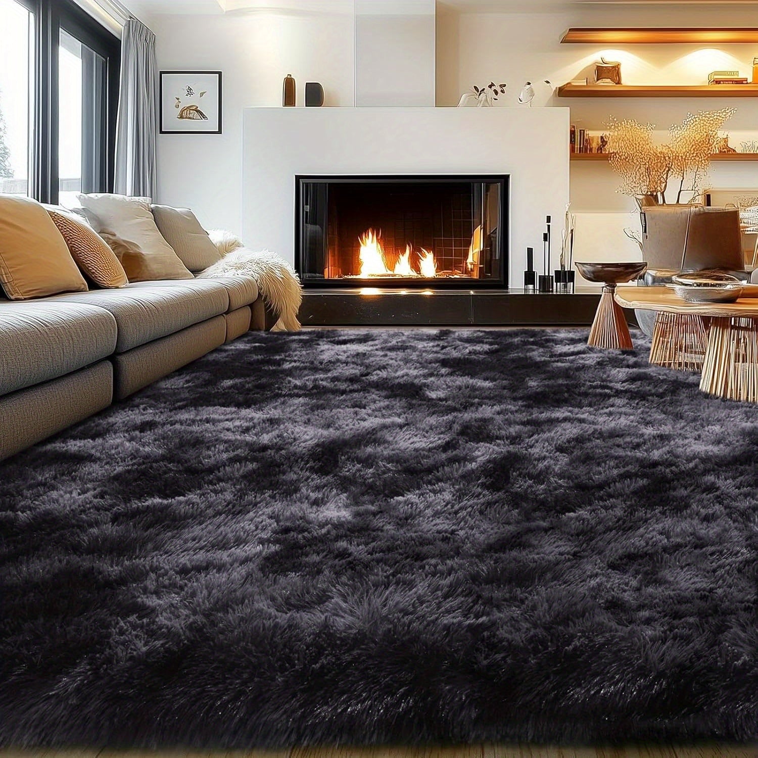 8x10 Feet Luxury Large Rug for Living Room, Fuzzy Plush Large Area Rug, Fluffy Modern Shag Non Slip Soft Furry Carpet for Bedroom Study Room Teens Dorm Home Decor Christmas Gift