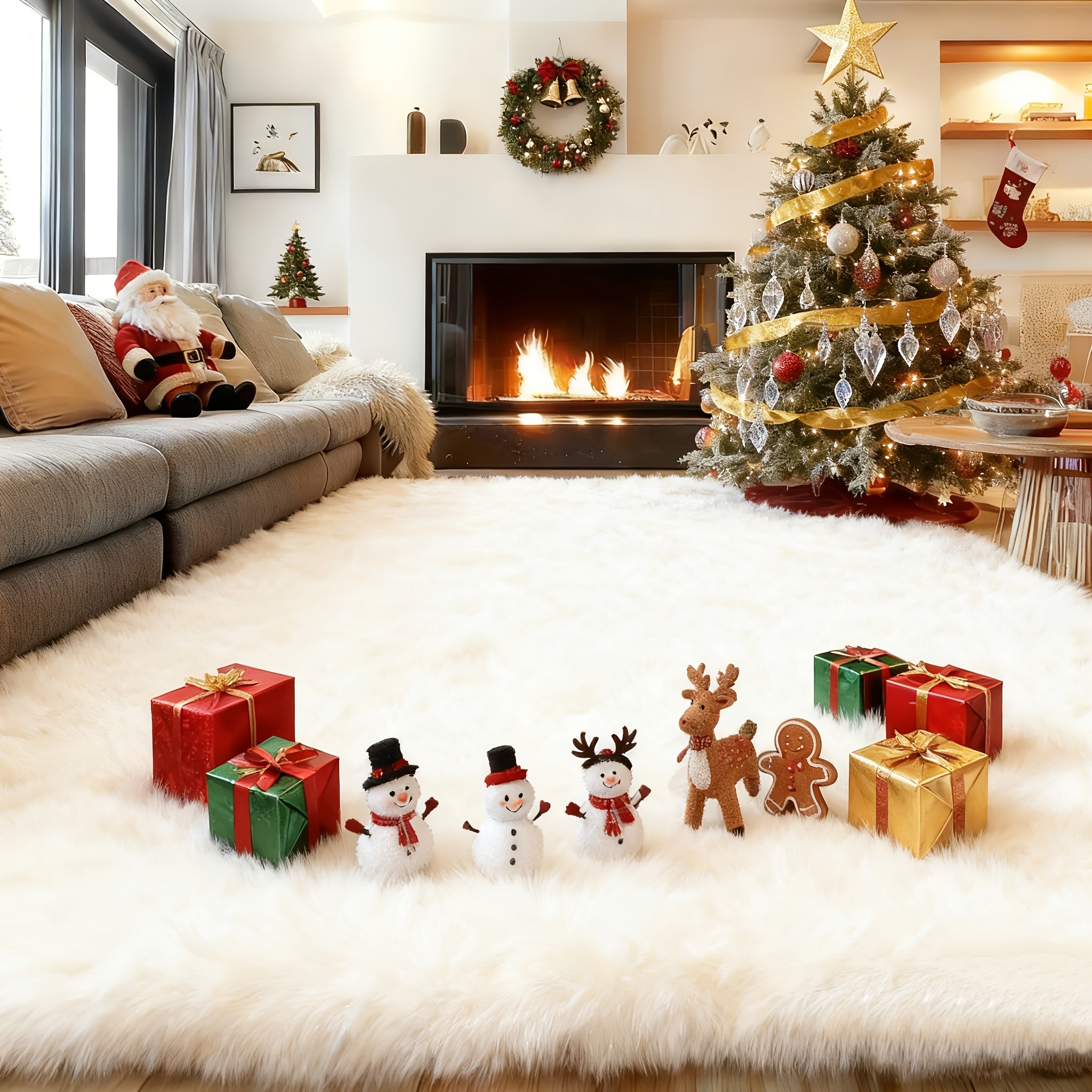 8x10 Feet Luxury Large Rug for Living Room, Fuzzy Plush Large Area Rug, Fluffy Modern Shag Non Slip Soft Furry Carpet for Bedroom Study Room Teens Dorm Home Decor Christmas Gift