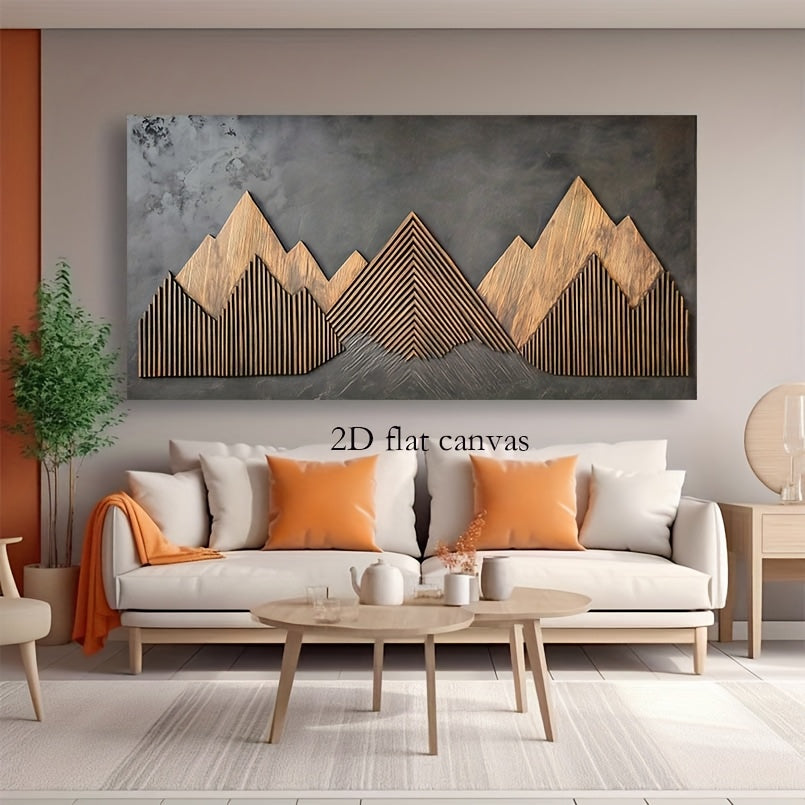 2D Flat, Canvas Wall Art 2D flat Geometric Mountains Modern Abstract Painting 1.5-inch Framed Picture Living Room Bedroom Office Home Decoration High Quality Print on Canvas
