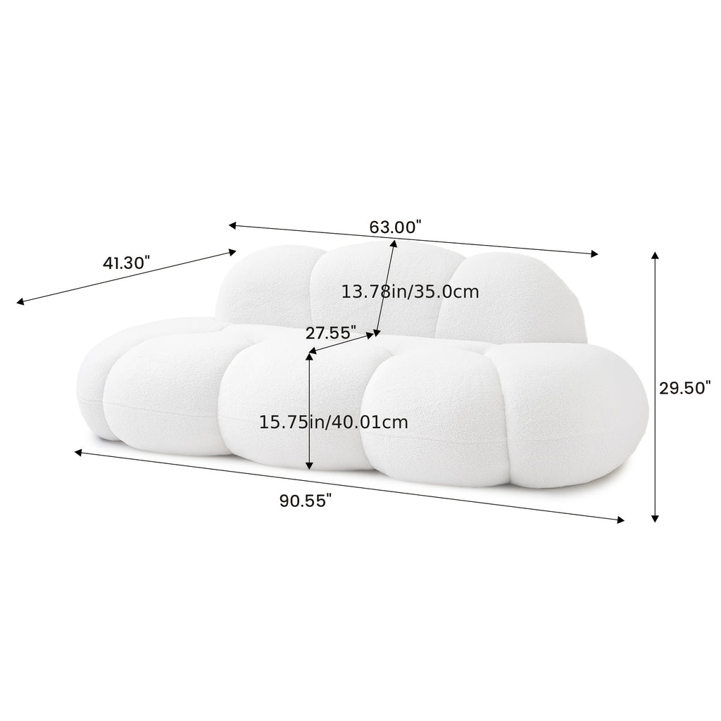 Floor Couch , Modern Curved Loveseat Sofa , Cloud Memory Foam Couches for Living Room Apartment Small Spaces , No Assembly , 90\