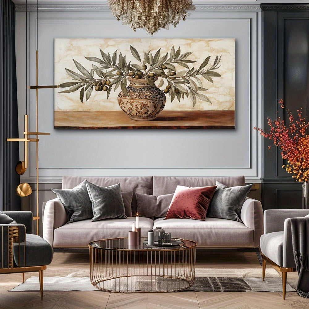 Canvas Wall Art Olive pot Modern Abstract Painting 1.5-inch Framed Picture Living Room Bedroom Office Home Decoration High Quality Print on Canvas