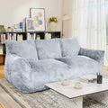 Modern Faux Fur Loveseat Couch for Small Space, Living Room Oversized Lounge Bean Bag Sofa with Memory Foam, Lazy Sofa with Soft Stuffed Filling for Apartment, Big Comfy Boneless Couches for Living Room, Bedroom
