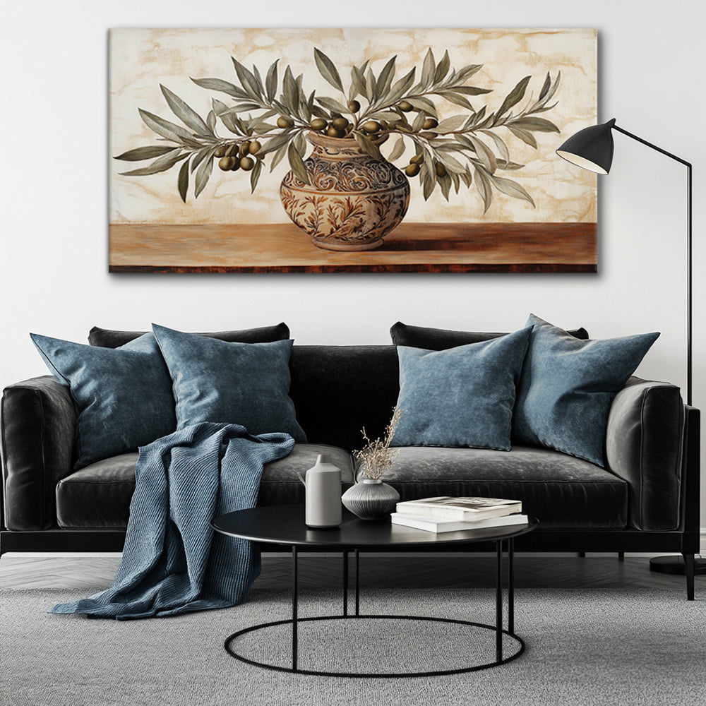 Canvas Wall Art Olive pot Modern Abstract Painting 1.5-inch Framed Picture Living Room Bedroom Office Home Decoration High Quality Print on Canvas