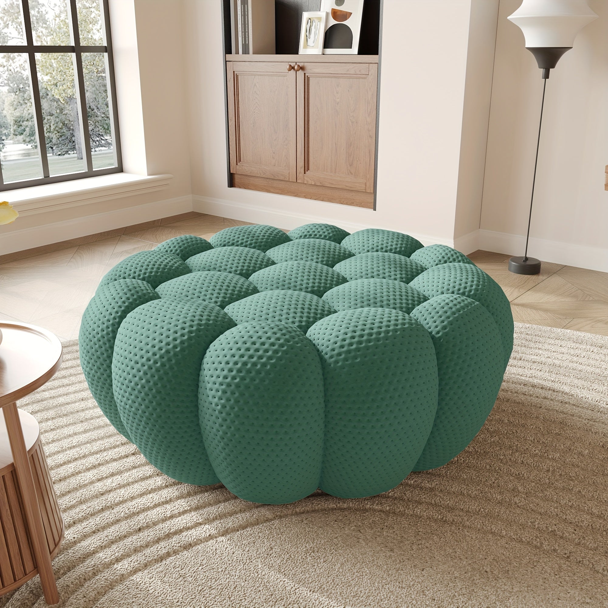 98'' Modern Upholstered Curved Sofa, 3 Seater Mesh Fabric Floor Sofa, 3D Honeycomb Shape Curved Couch for Living Room