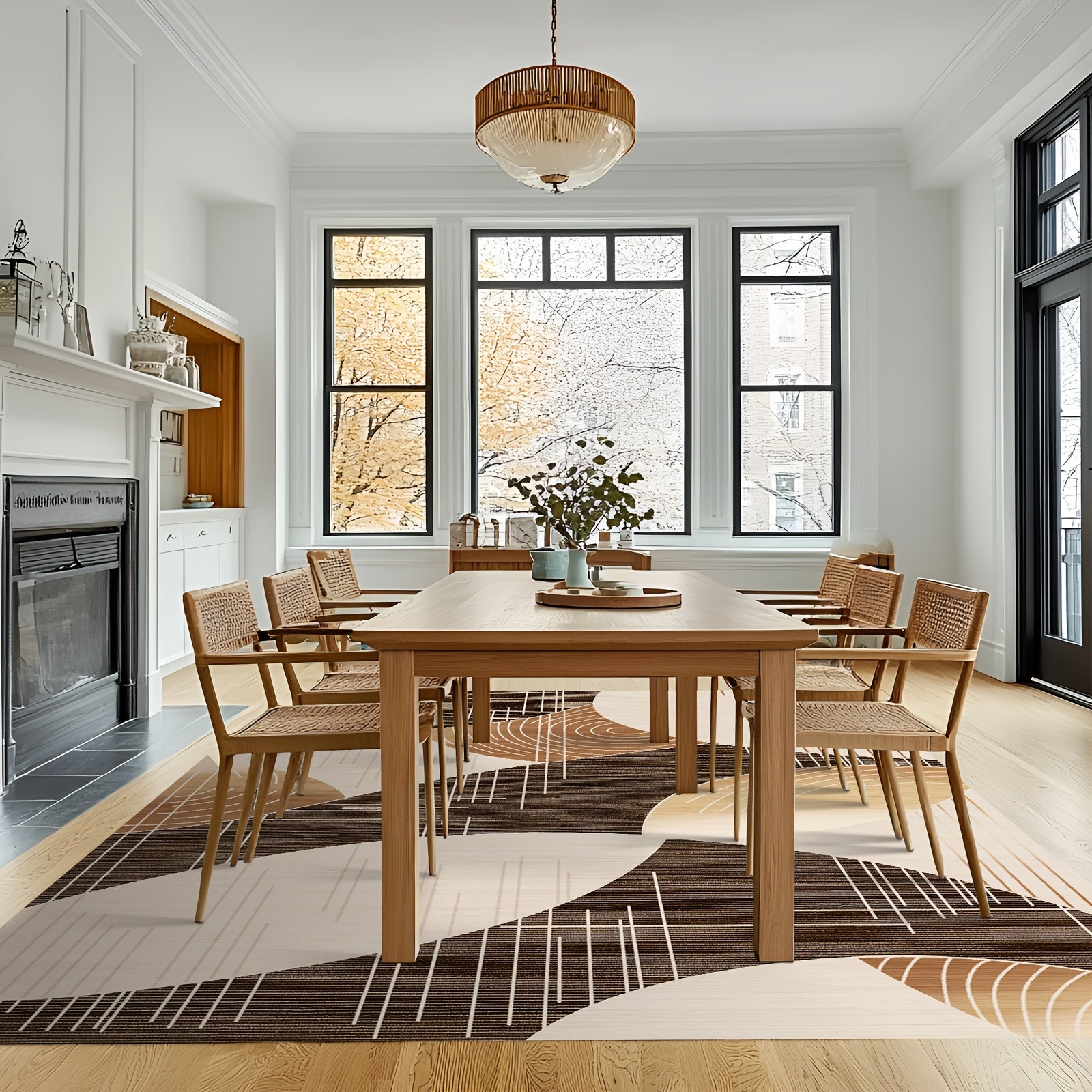 Large Vintage Persian Boho Moroccan Rug - Beige\u002F Machine-Washable Lightweight Foldable Indoor, Large Rectangle Mat for Bedroom, Living Room, Bohemian Decor ()