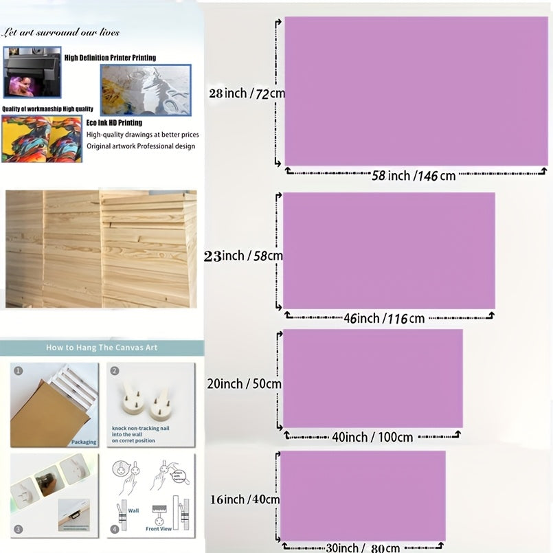 2D Flat, Canvas Wall Art 2D flat Geometric Mountains Modern Abstract Painting 1.5-inch Framed Picture Living Room Bedroom Office Home Decoration High Quality Print on Canvas