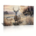 2D Flat, 2D Flat, Artistic Frame for Home Decor - Deer in The Grasslands of The Forest - Canvas Print for Cabin Living Spaces, Bedrooms, And Offices