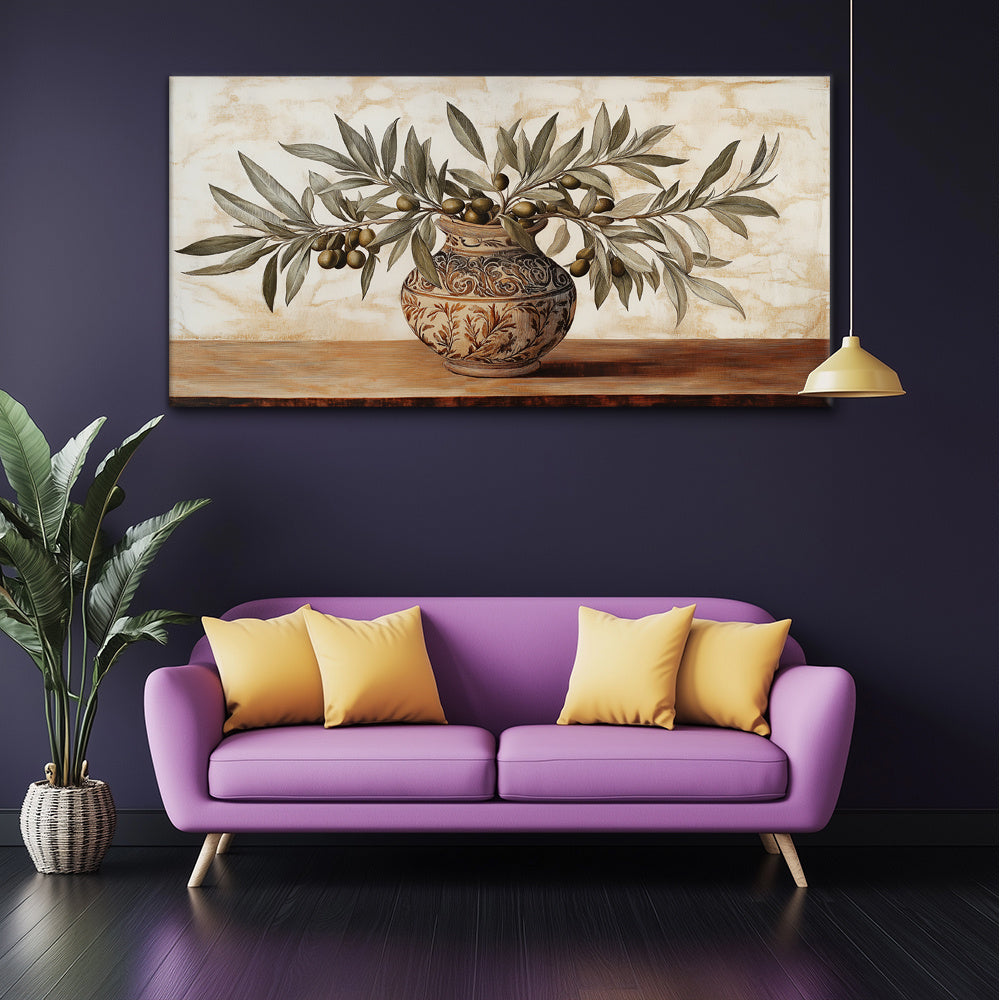 Canvas Wall Art Olive pot Modern Abstract Painting 1.5-inch Framed Picture Living Room Bedroom Office Home Decoration High Quality Print on Canvas