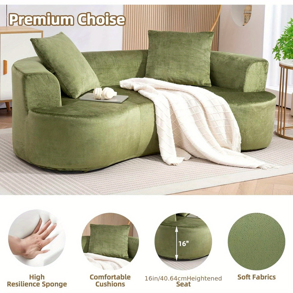 Green U-Shape Cloud Couch, Compression Sofas For Living Room, Chenille Fabric Memory Foam Sofa No Assembly Required