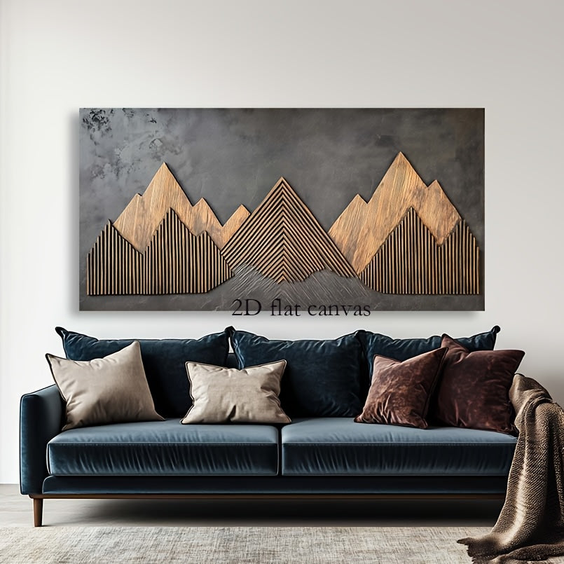 2D Flat, Canvas Wall Art 2D flat Geometric Mountains Modern Abstract Painting 1.5-inch Framed Picture Living Room Bedroom Office Home Decoration High Quality Print on Canvas