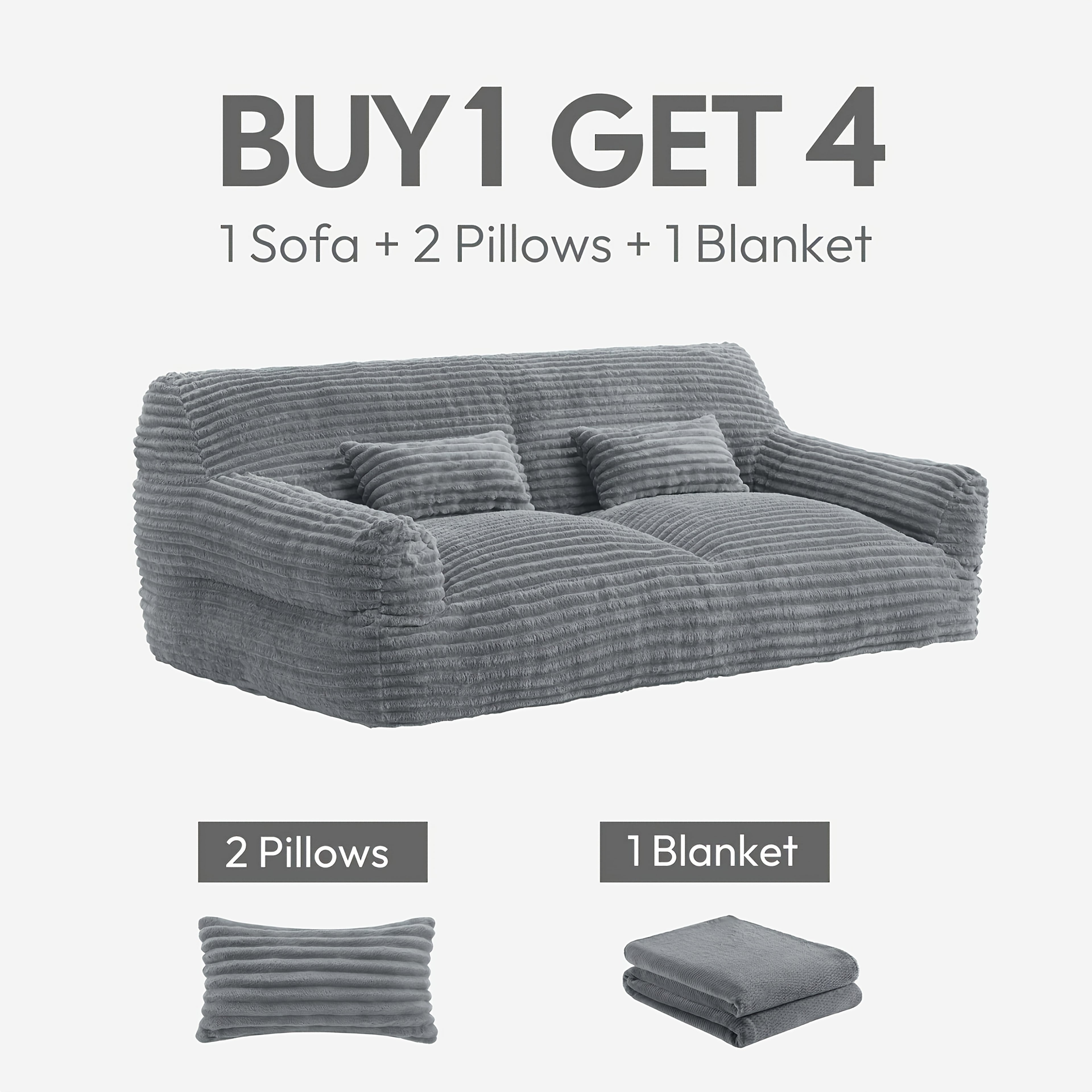 Green Plush Lazy Sofa Bed with 2 Pillows - Convertible Bean Bag Chair, No Assembly Required, Multi-Functional Sleeper Couch for Small Spaces, Durable Fabric Lounge Bed with Easy-Clean Surface, Ideal for Game Rooms, Living Room & Guest Accommodation