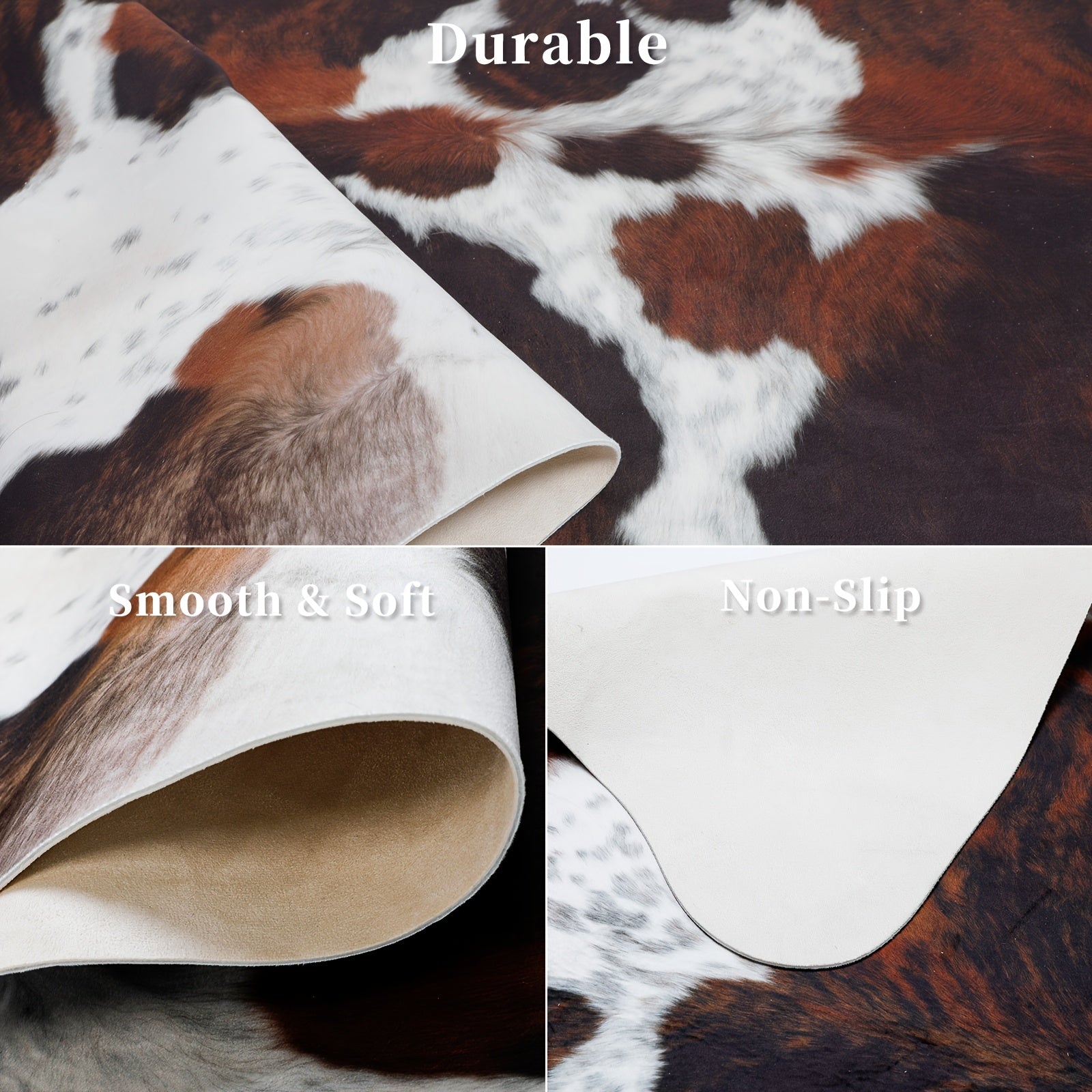 Faux Cowhide Rug, Western Style 6.2 X 5.2 Feet Thickened And Non-Slip for Living Room And Bedroom, Handmade Animal Print Floor Mat