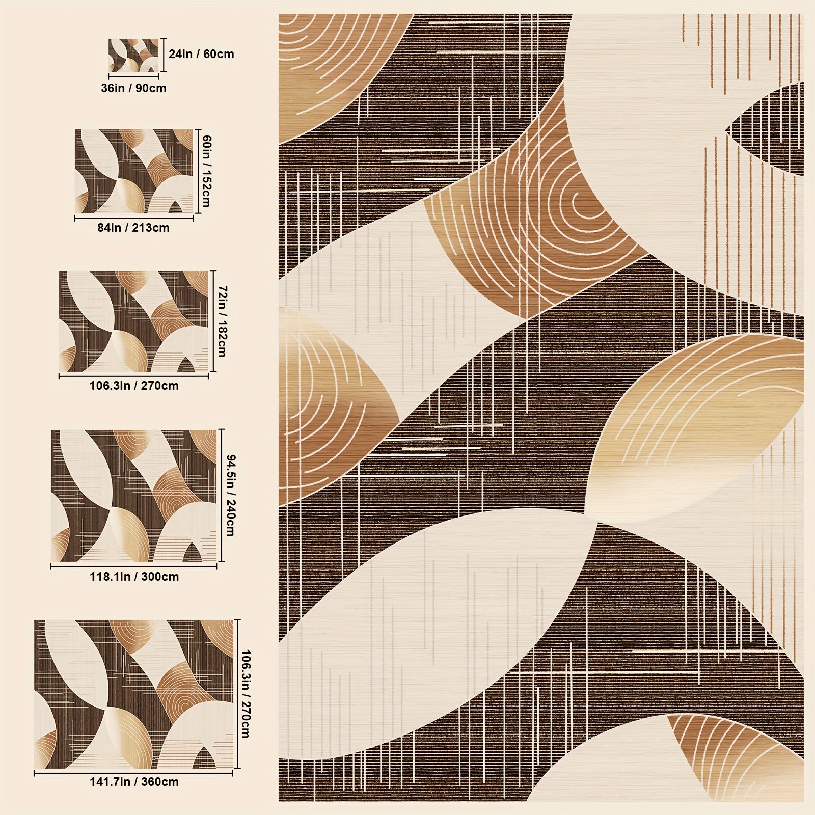 Large Vintage Persian Boho Moroccan Rug - Beige\u002F Machine-Washable Lightweight Foldable Indoor, Large Rectangle Mat for Bedroom, Living Room, Bohemian Decor ()