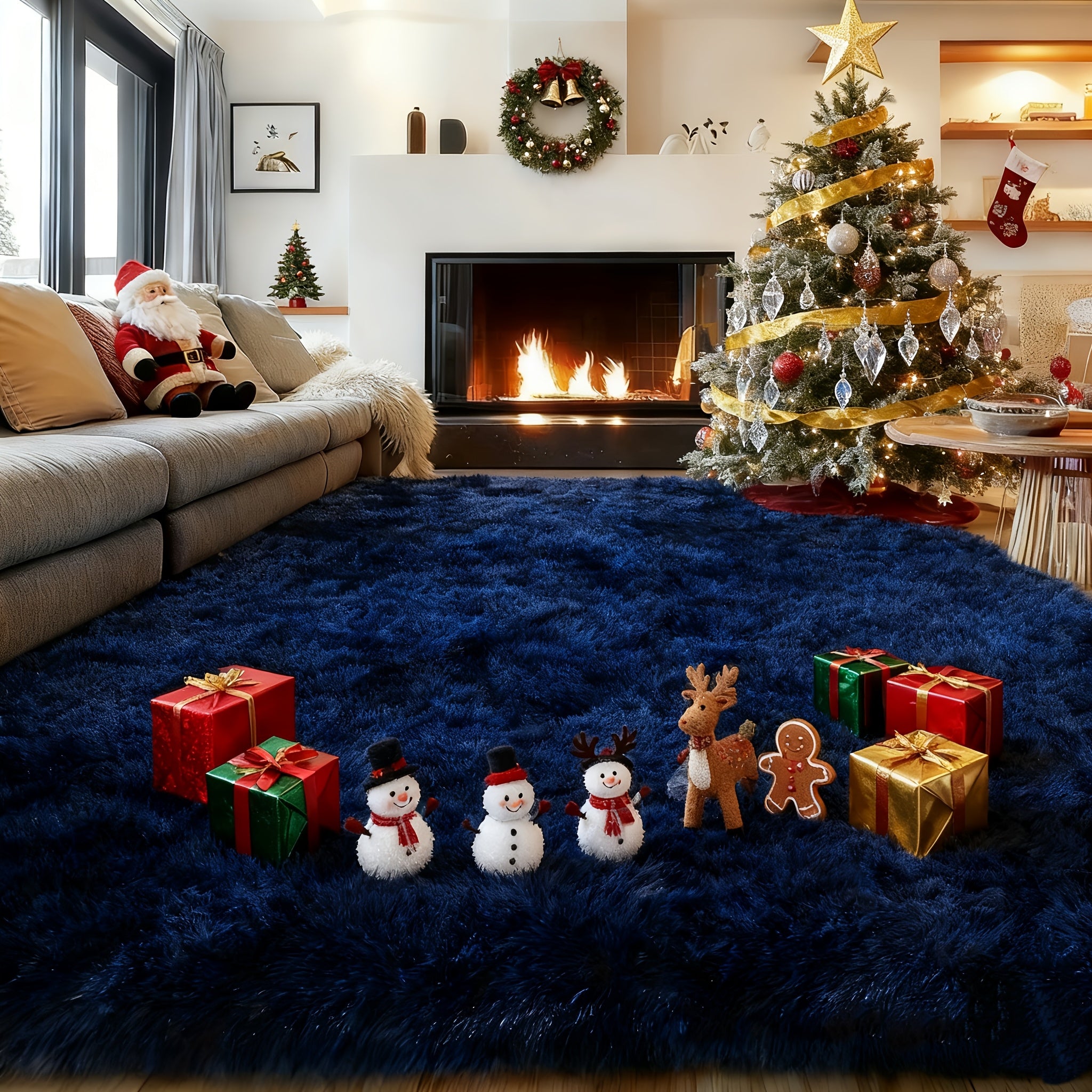 8x10 Feet Luxury Large Rug for Living Room, Fuzzy Plush Large Area Rug, Fluffy Modern Shag Non Slip Soft Furry Carpet for Bedroom Study Room Teens Dorm Home Decor Christmas Gift