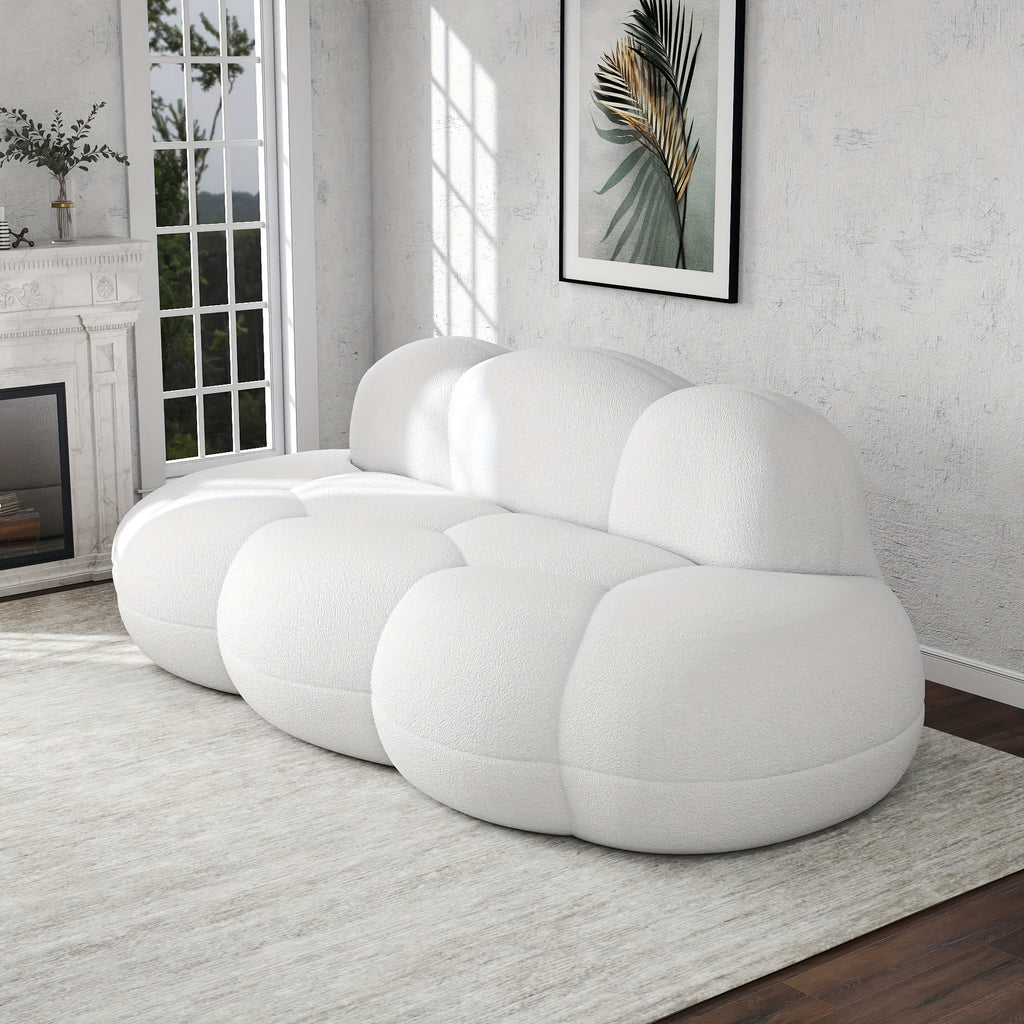 Floor Couch , Modern Curved Loveseat Sofa , Cloud Memory Foam Couches for Living Room Apartment Small Spaces , No Assembly , 90\