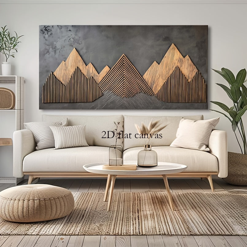 2D Flat, Canvas Wall Art 2D flat Geometric Mountains Modern Abstract Painting 1.5-inch Framed Picture Living Room Bedroom Office Home Decoration High Quality Print on Canvas