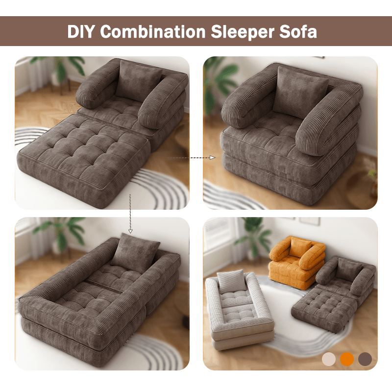 Multi Functional Transformable Sofa Bed - No Assembly Required, High-density Sponge, Soft Skin Friendly Fabric | Suitable for Multi Position Sofas In Small Spaces, Bedrooms, Apartments, Film And Television Sofas, Lazy Sofas, Office Sofas