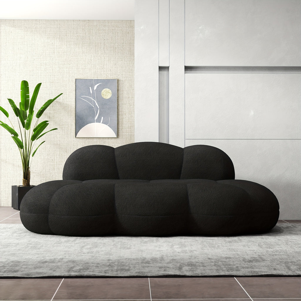 Floor Couch , Modern Curved Loveseat Sofa , Cloud Memory Foam Couches for Living Room Apartment Small Spaces , No Assembly , 90\