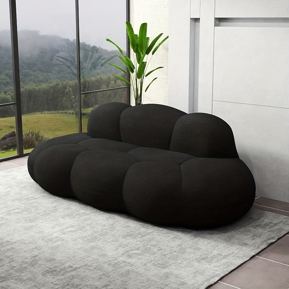 Floor Couch , Modern Curved Loveseat Sofa , Cloud Memory Foam Couches for Living Room Apartment Small Spaces , No Assembly , 90\