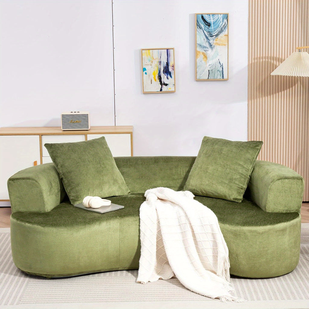 Green U-Shape Cloud Couch, Compression Sofas For Living Room, Chenille Fabric Memory Foam Sofa No Assembly Required