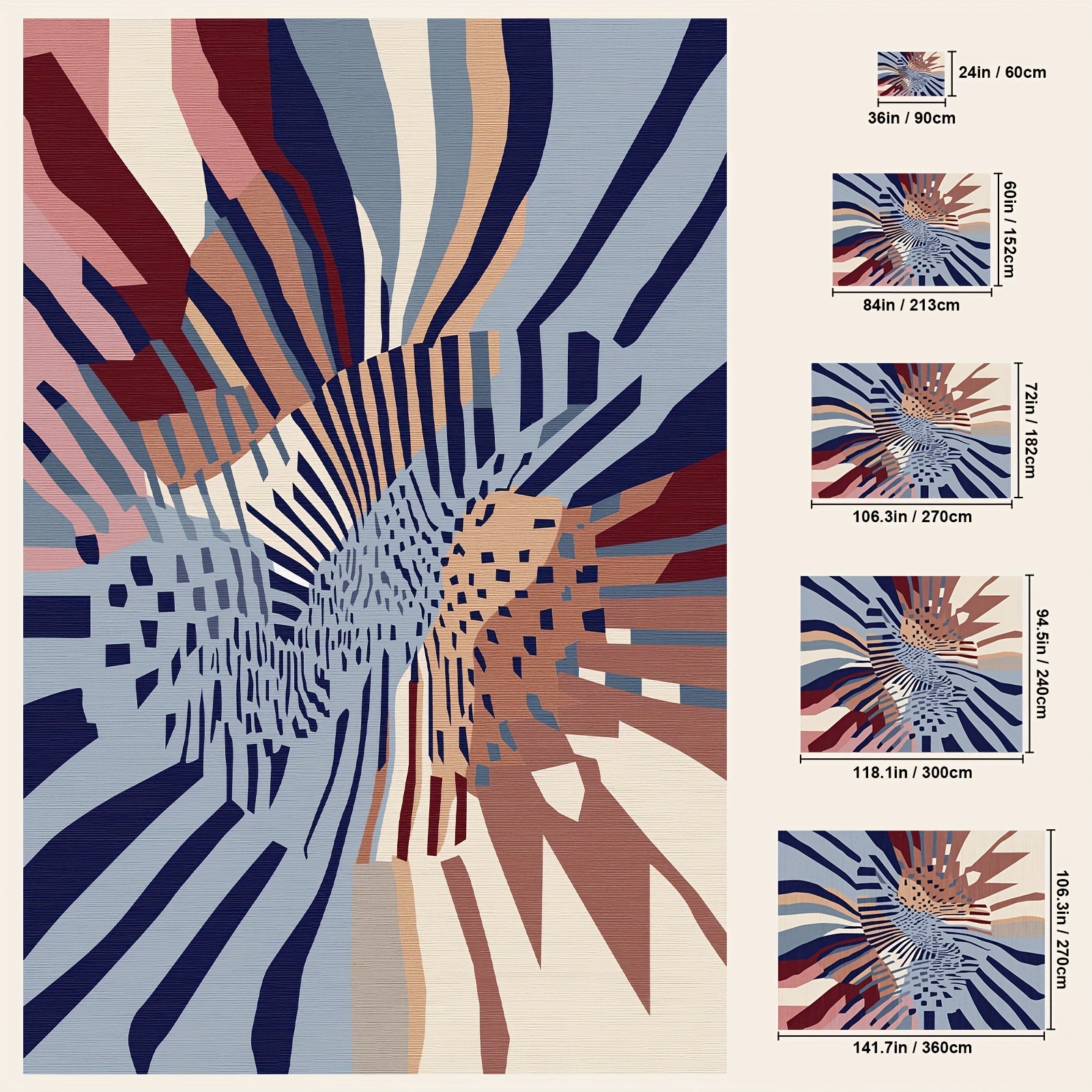 1pc Washable Modern Area Rug | Super Soft Low Pile Mat, Abstract Design, Brown & Blue, Non-Slip, Non-Shedding, Rectangle Rugs for Living Room, Bedroom, Office - Polyester, Machine Made by BLUEBOW