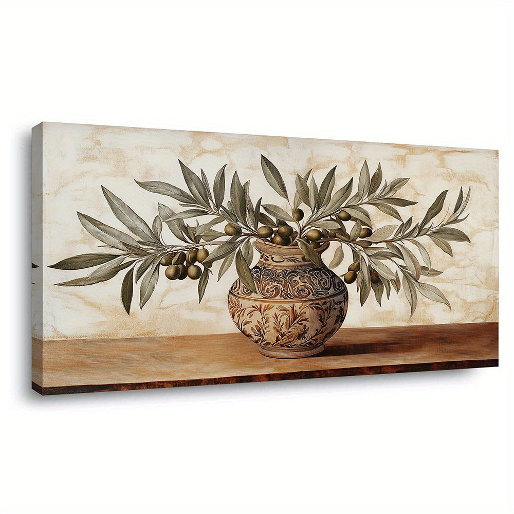 Canvas Wall Art Olive pot Modern Abstract Painting 1.5-inch Framed Picture Living Room Bedroom Office Home Decoration High Quality Print on Canvas