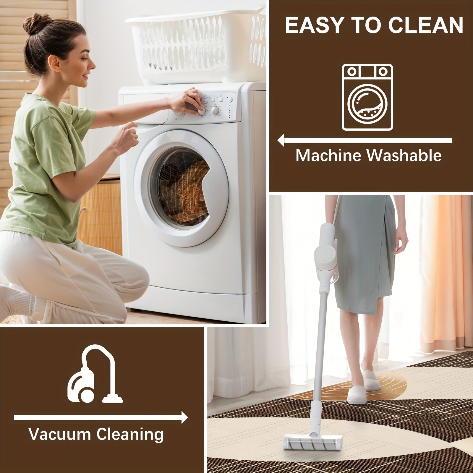 Large Vintage Persian Boho Moroccan Rug - Beige\u002F Machine-Washable Lightweight Foldable Indoor, Large Rectangle Mat for Bedroom, Living Room, Bohemian Decor ()