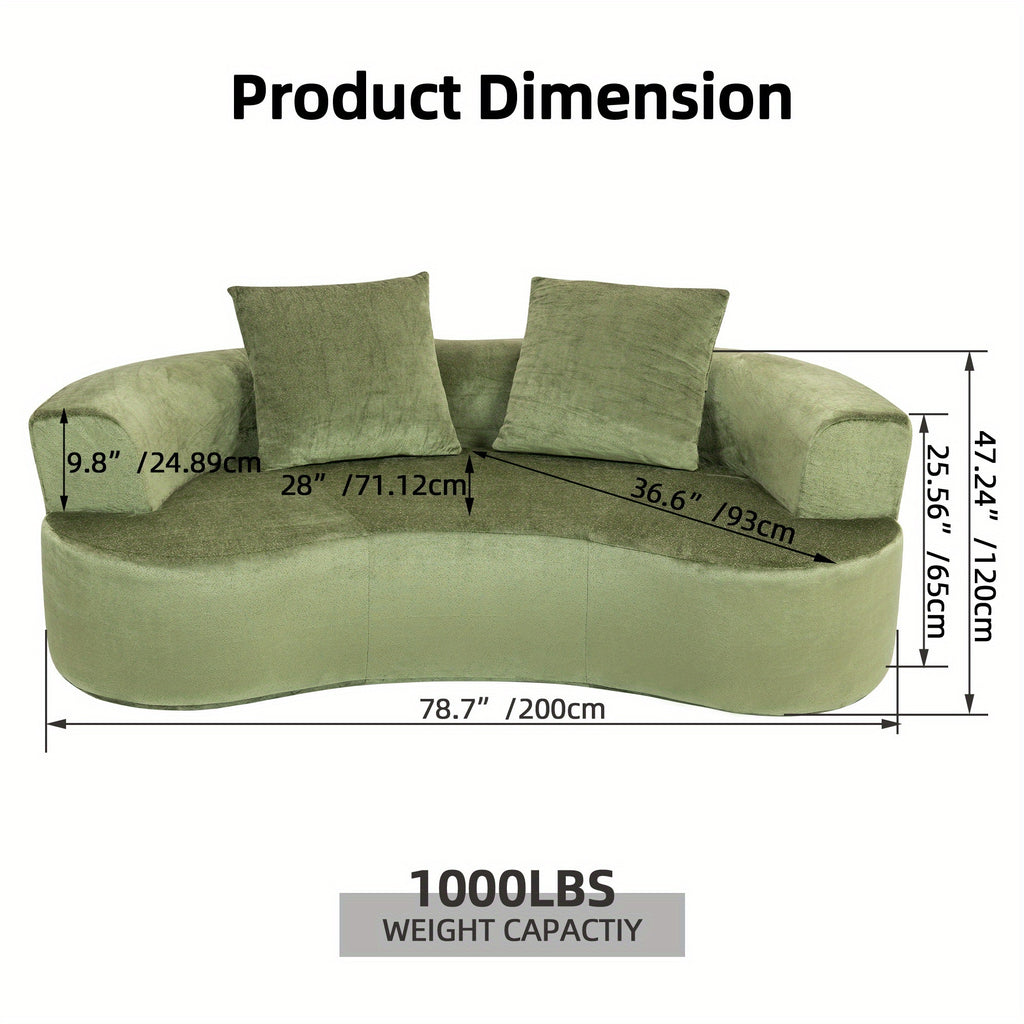 Green U-Shape Cloud Couch, Compression Sofas For Living Room, Chenille Fabric Memory Foam Sofa No Assembly Required