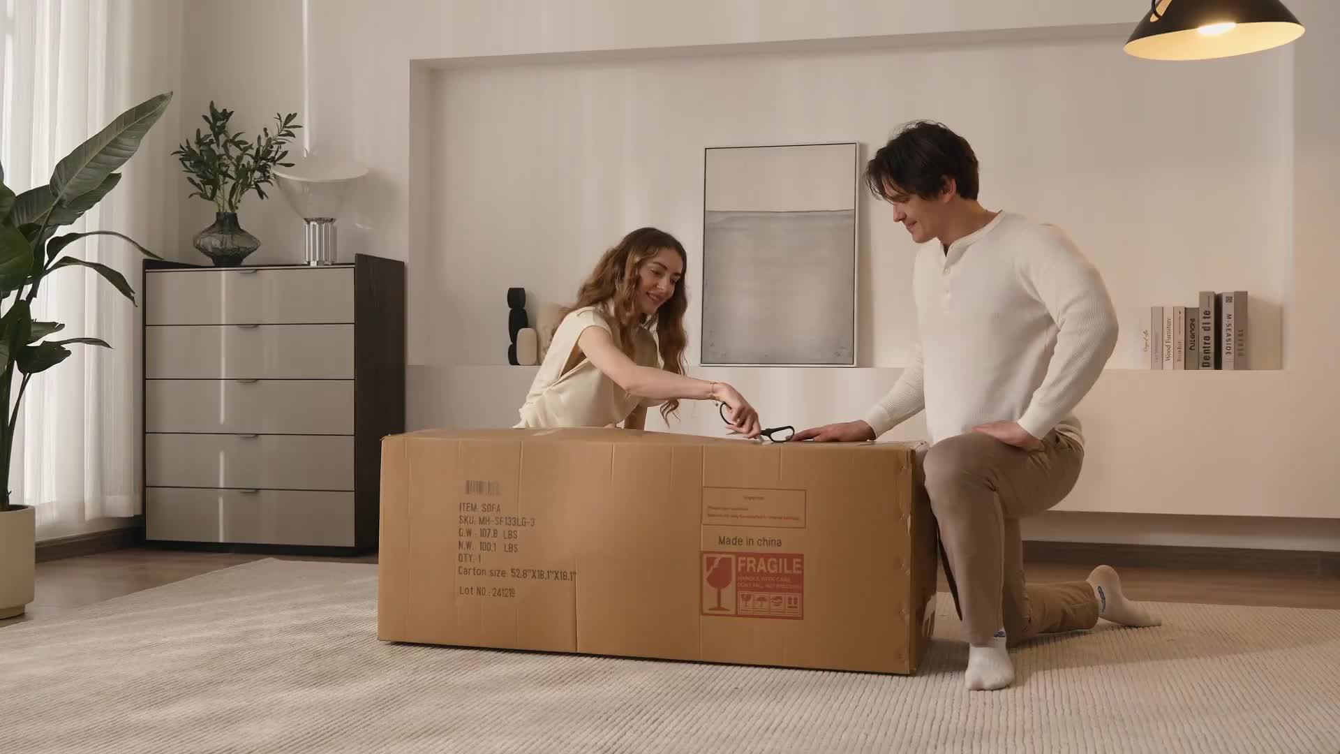 98'' Modern Upholstered Curved Sofa, 3 Seater Mesh Fabric Floor Sofa, 3D Honeycomb Shape Curved Couch for Living Room