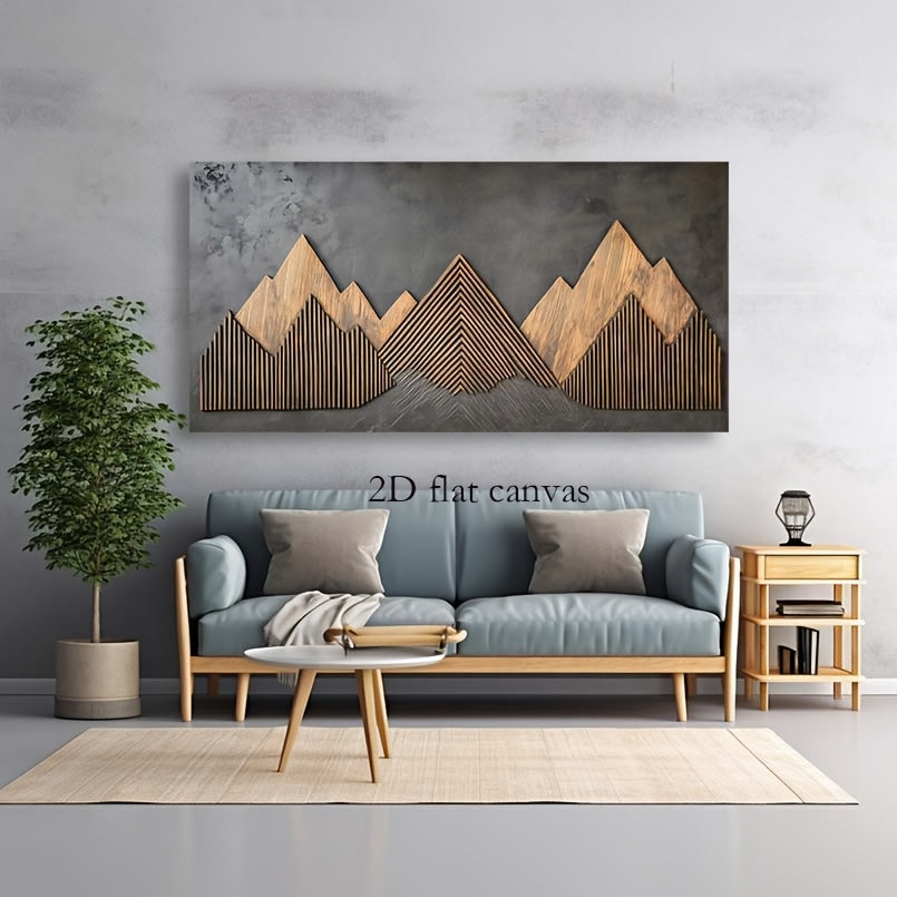 2D Flat, Canvas Wall Art 2D flat Geometric Mountains Modern Abstract Painting 1.5-inch Framed Picture Living Room Bedroom Office Home Decoration High Quality Print on Canvas