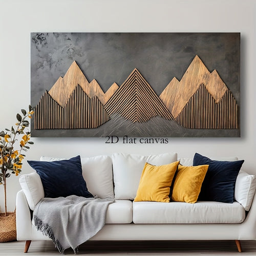 2D Flat, Canvas Wall Art 2D flat Geometric Mountains Modern Abstract Painting 1.5-inch Framed Picture Living Room Bedroom Office Home Decoration High Quality Print on Canvas